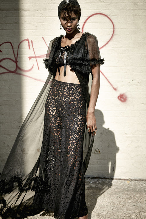 Long Frou Frou Sheer Dressing Robe